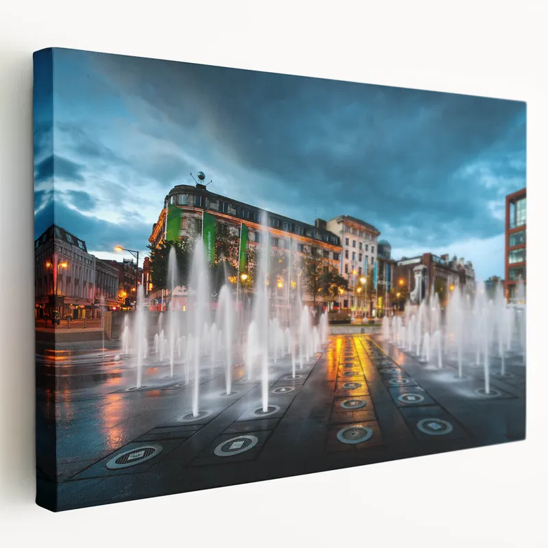 England Scenery Art - Piccadilly Circus Canvas of Fountain and Cityscape Last Chance