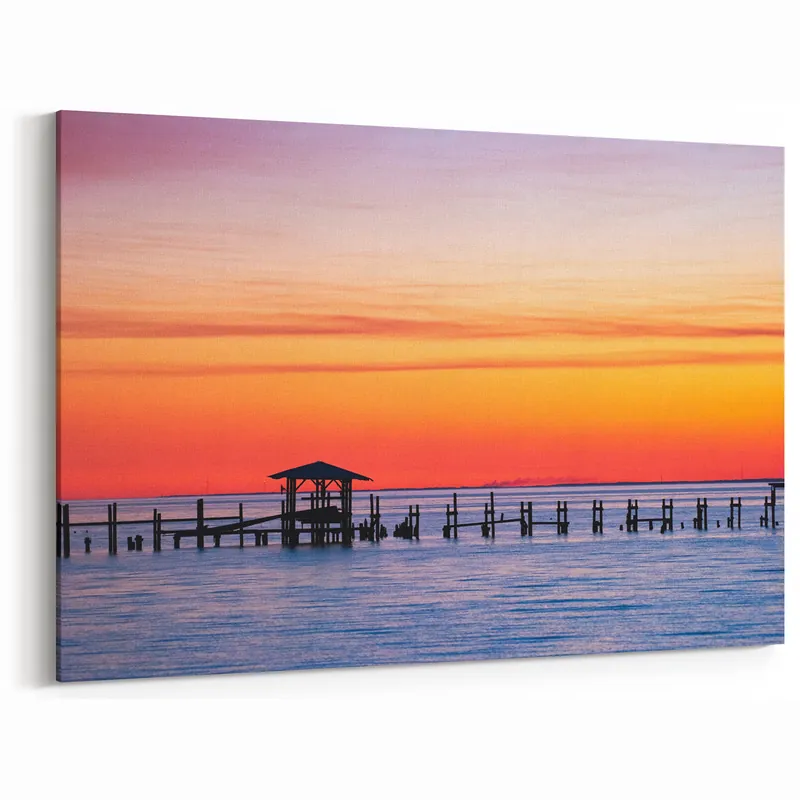 Southern Coastal Scenery – Alabama Wall Art Vibrant Sunset on the Pier Exclusive