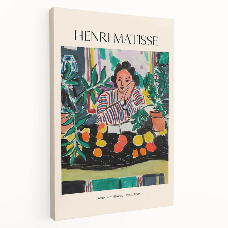 Clearance Henri Matisse Canvas Wall Art - Interior with Etruscan Vase Fauvism Print