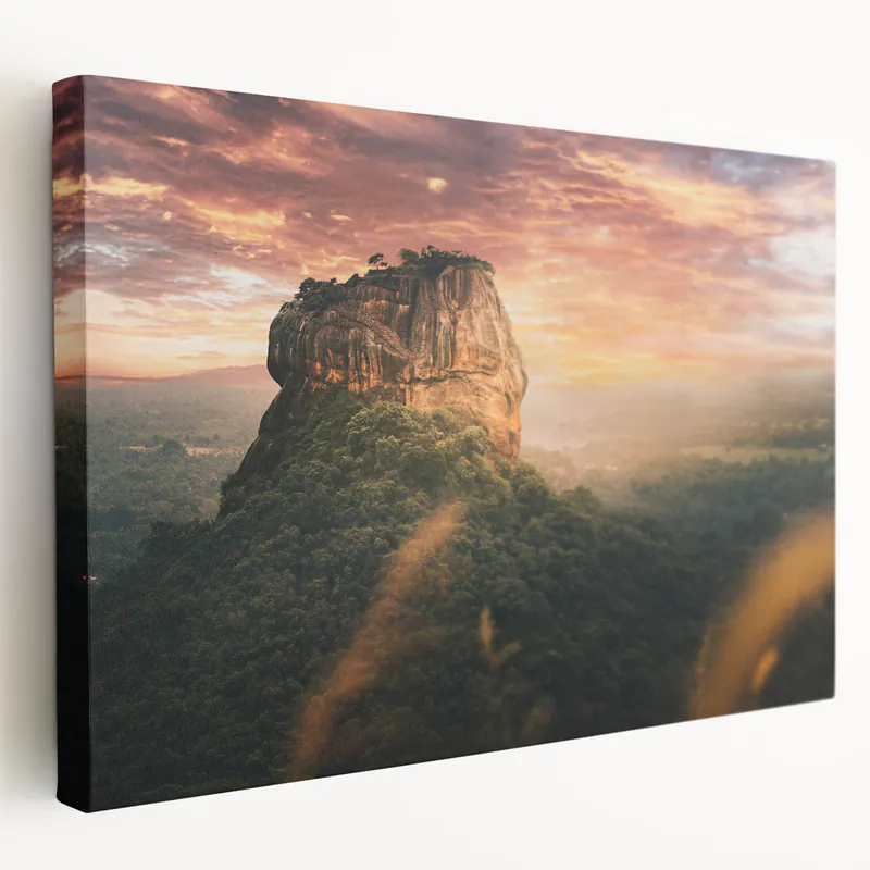 Sri Lanka Landscape Art - Sigiriya Rock at Sunset Canvas Print Reduced Price
