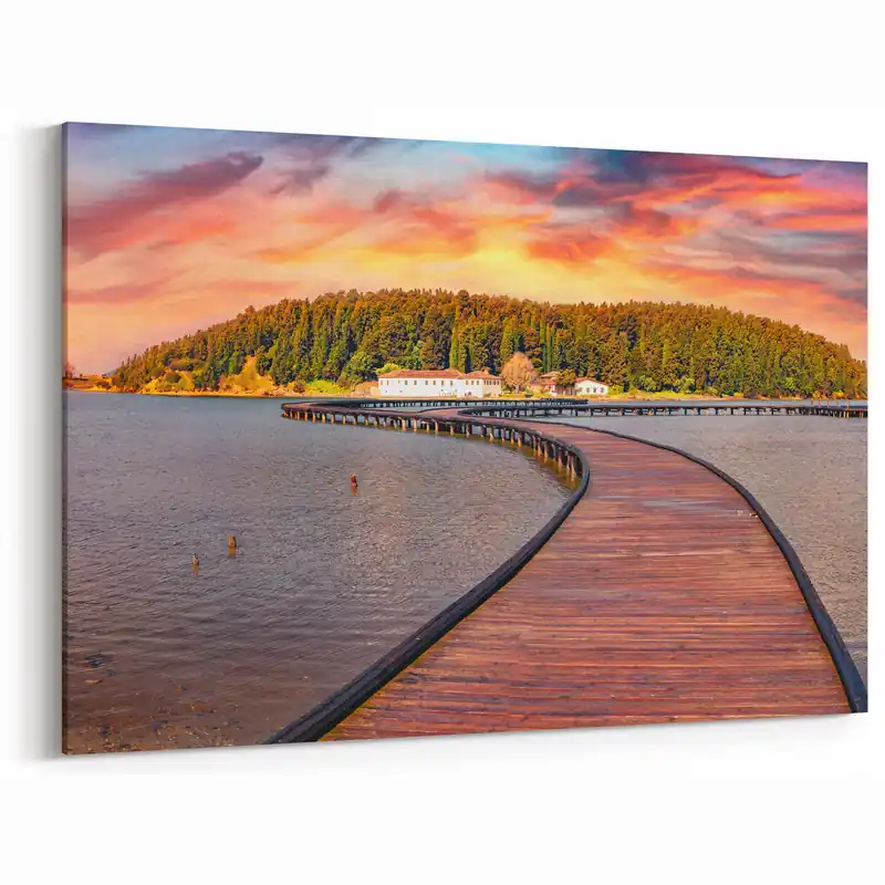 Secure Checkout Albania Wall Art - Scenic Albania Travel Poster of Sunset Waters