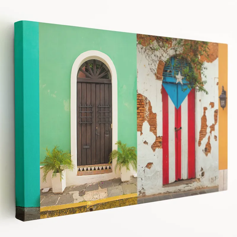 Caribbean Canvas Prints - San Juan Wall Decor of Colorful Puerto Rican Doors Direct From Manufacturer
