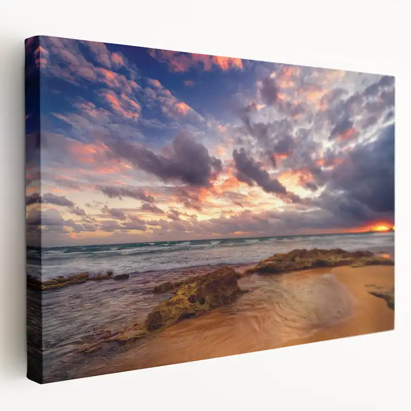 Caribbean Canvas Prints - Puerto Rico Photography of Beach Sunset Scene Modern
