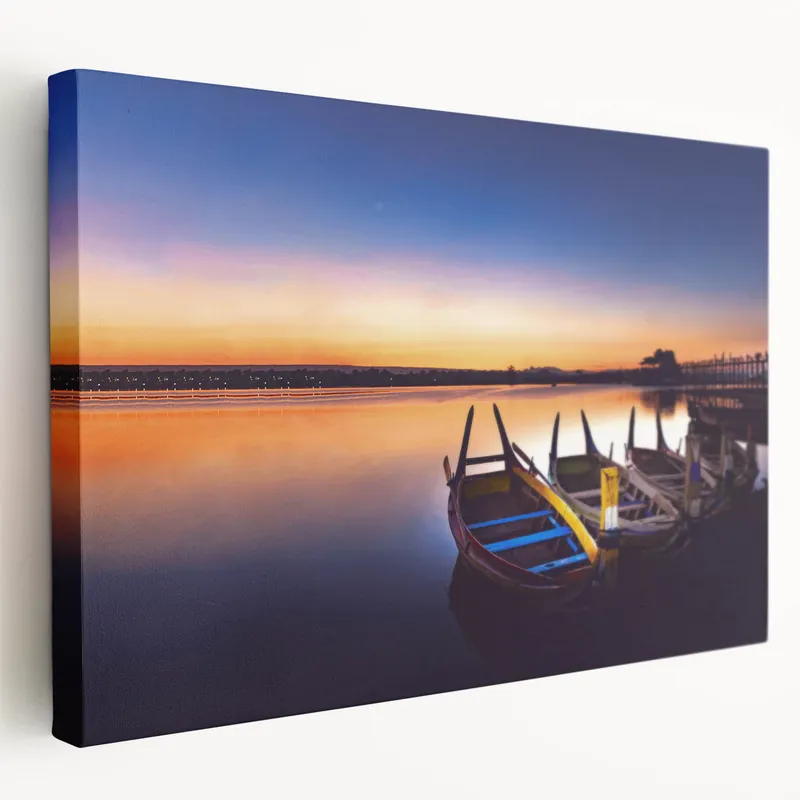 Tranquil Myanmar Boat Scene Wall Art - Southeast Asia Scenery Prints Free Delivery