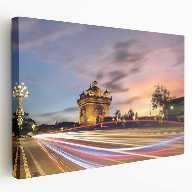 Factory Price Patuxai Monument at Sunset - Laos Architectural Photography Print