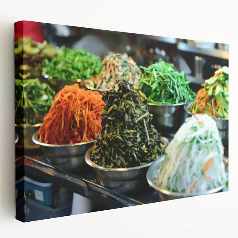 Sale Seoul Market Wall Art – Fresh Korean Vegetables in Traditional Bowls