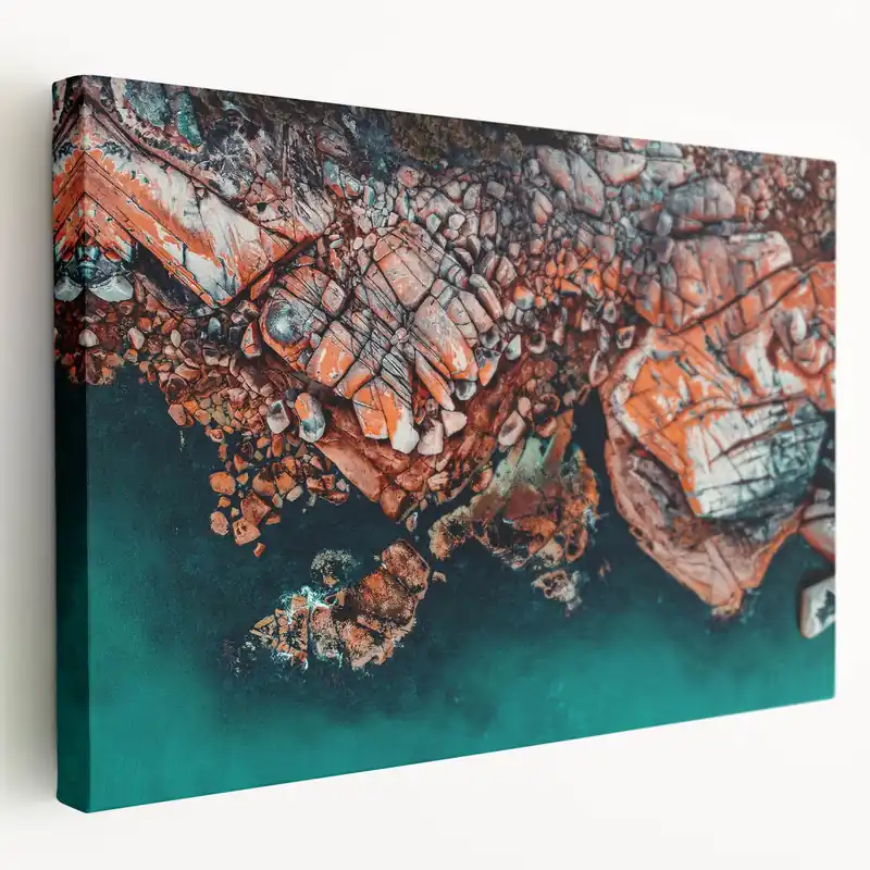 Price Drop Tasmanian Landscape Art – Aerial Coastal Rocks & Ocean Tasmania Wall Art