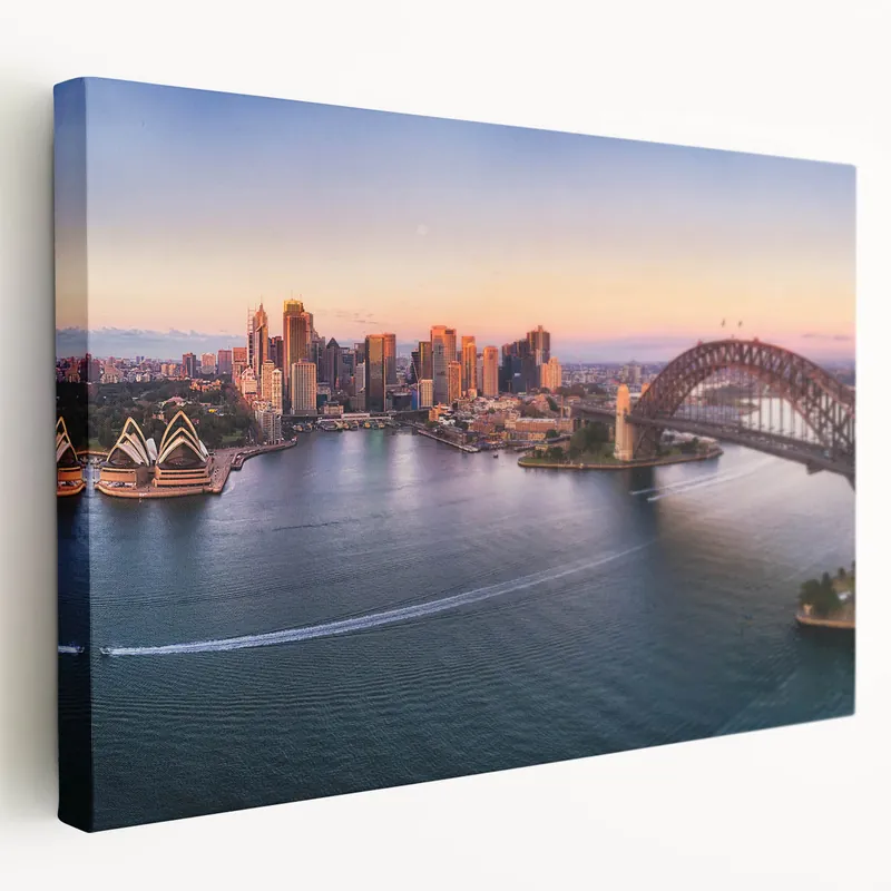 Sydney Cityscape Art - Aerial View of Opera House and Harbour Bridge Buy Today