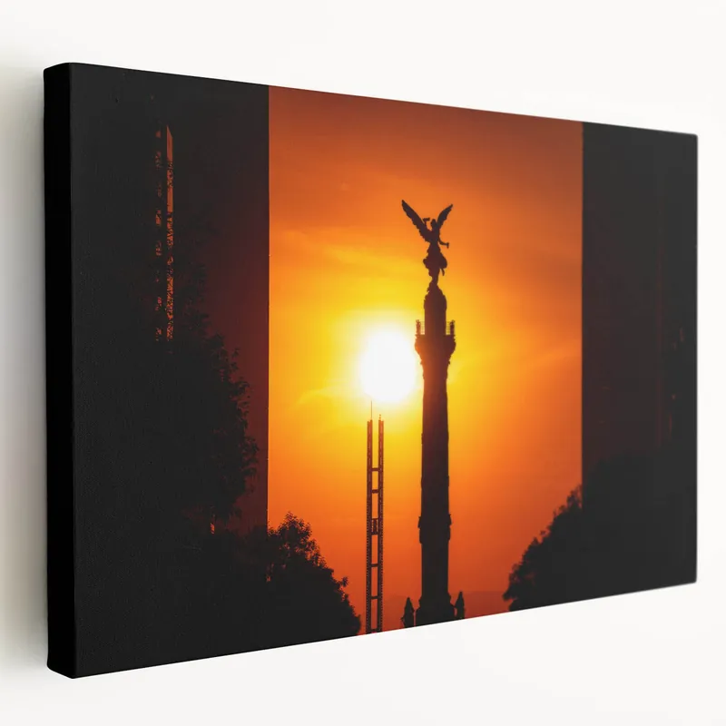 Price Drop Mexico City Sunset Art – Angel of Independence Silhouette Canvas Print