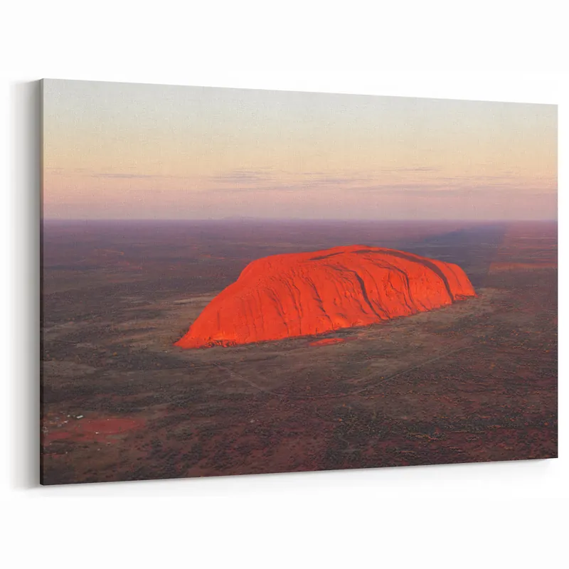 Money Back Guarantee Ayers Rock Wall Art - Aerial View of Uluru at Sunrise Landscape Print