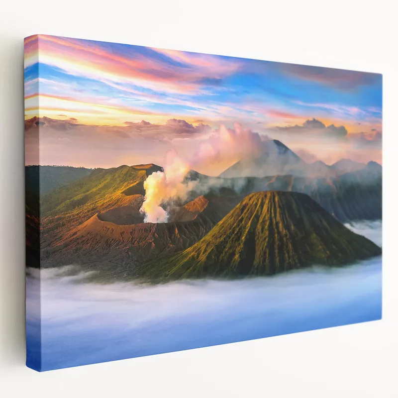 Weekend Sale Indonesian Landscape Art - Volcanic Mountain Sunrise Wall Art