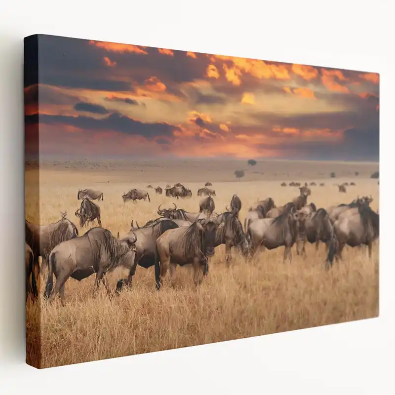 Wildebeest Migration Wall Art - African Wildlife Print for Home Decor Grab Now