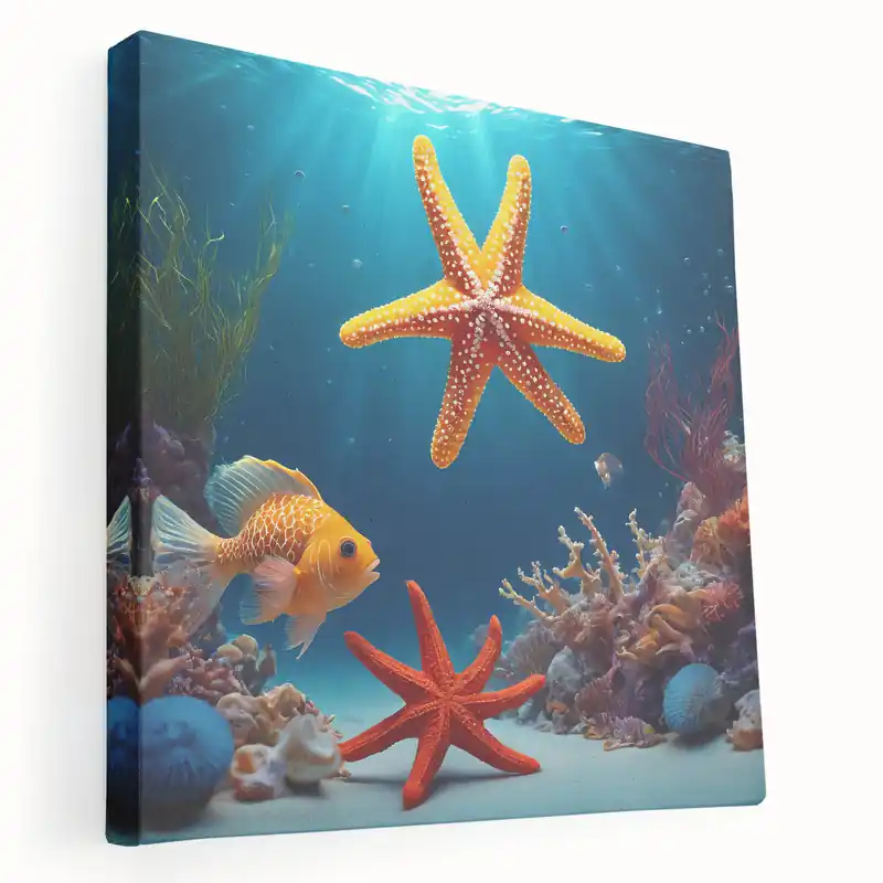 Last Chance Colorful Seychelles Underwater Starfish Art - Exotic Ocean Canvas Print