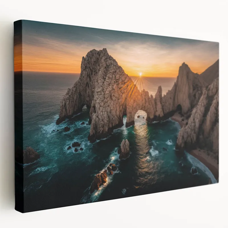 Golden Sunset Over Baja California Arch - Scenic Mexico Wall Art Print Grab Now