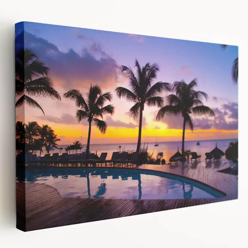 Tropical Mauritius Sunset Wall Art - African Island Scenery Canvas Print Must Have