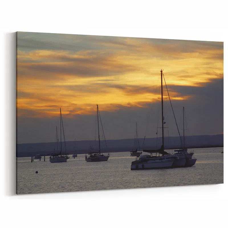Instant Buy Baja California Sur Wall Art: Sunset Sailboats on Calm Waters