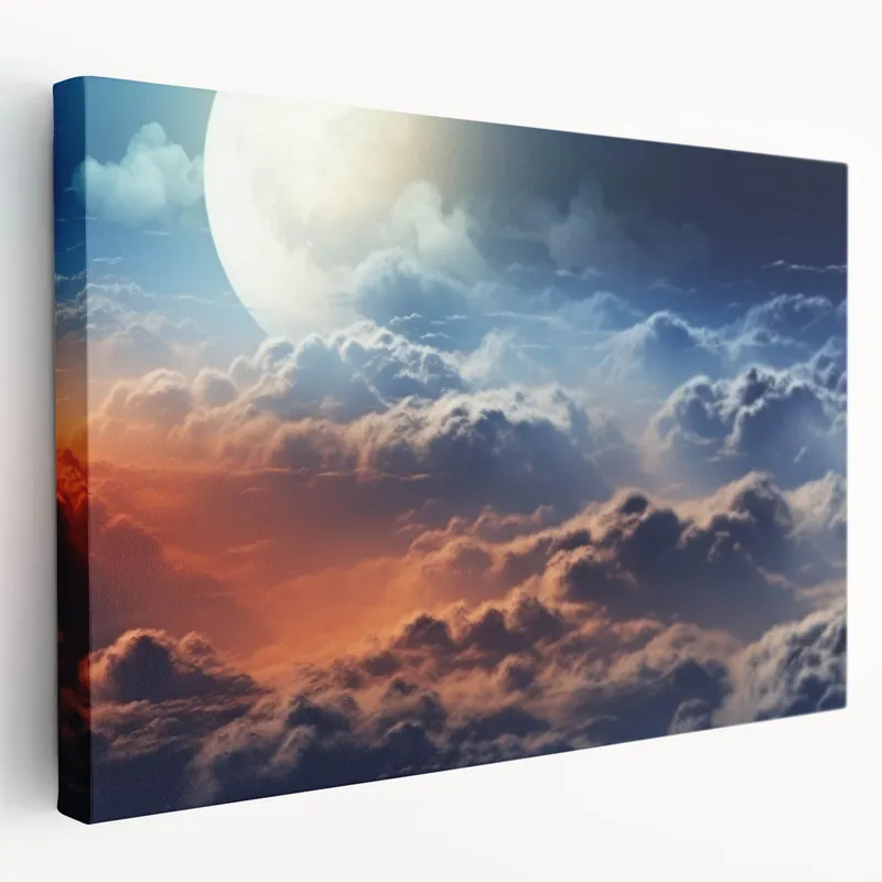 Weekend Sale Moonlit Cloudscape Canvas - Mystical Night Sky and Cloud Wall Art
