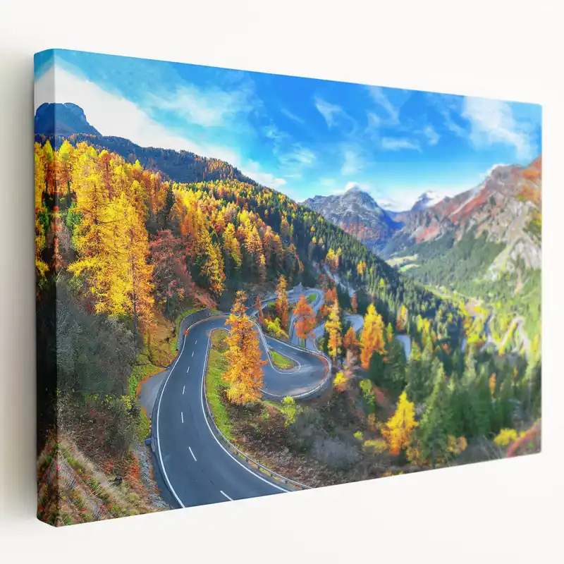 Vibrant Autumn Mountain Road – Scenic Fall Landscape Photography Print Hot Deal