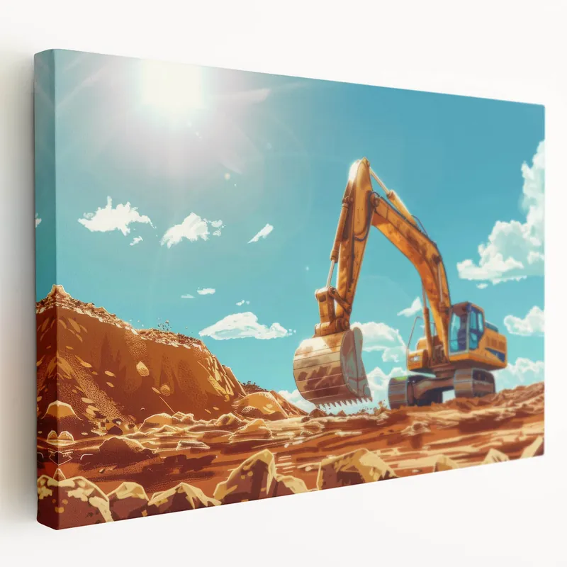 Wholesale Excavator Under the Sun - Vibrant Heavy Equipment Wall Art | Bold Decor