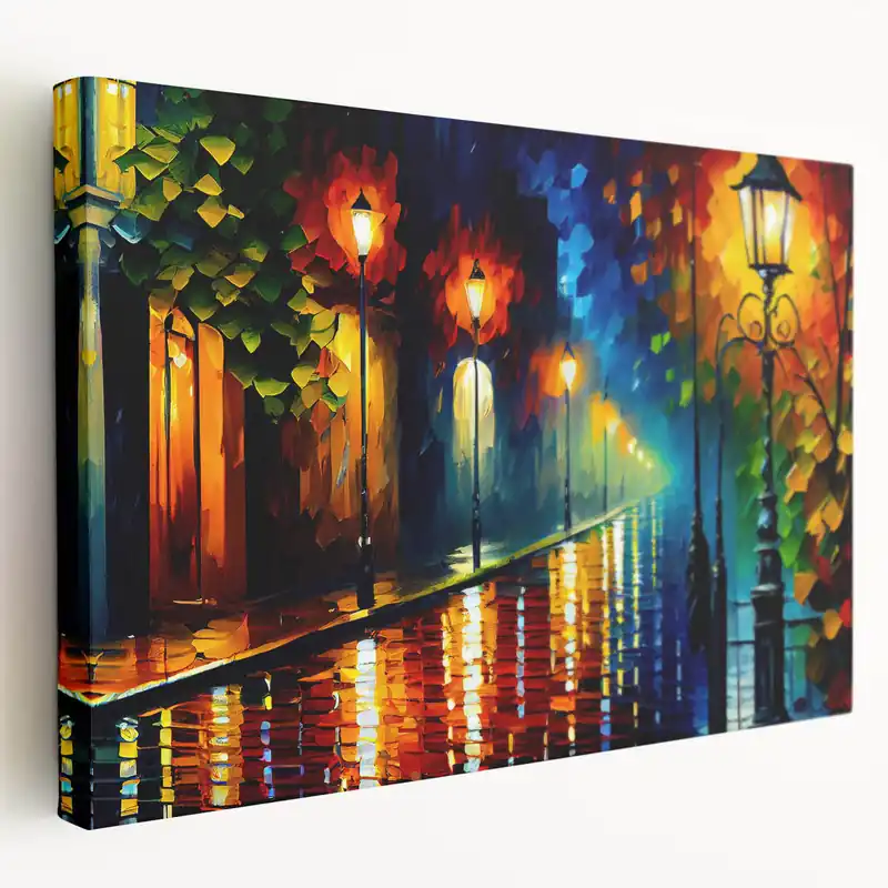 Last Chance Colorful Night Street Art - Radiant Urban Lamp Canvas - Vibrant Decor