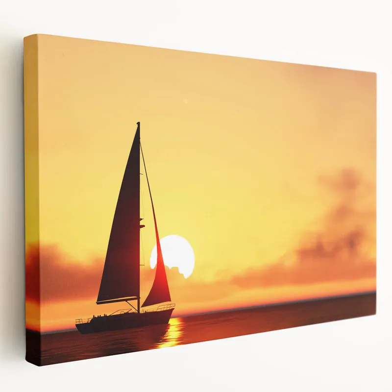 Budget Radiant Sailboat Sunset Wall Art | Nautical Canvas for Coastal Living