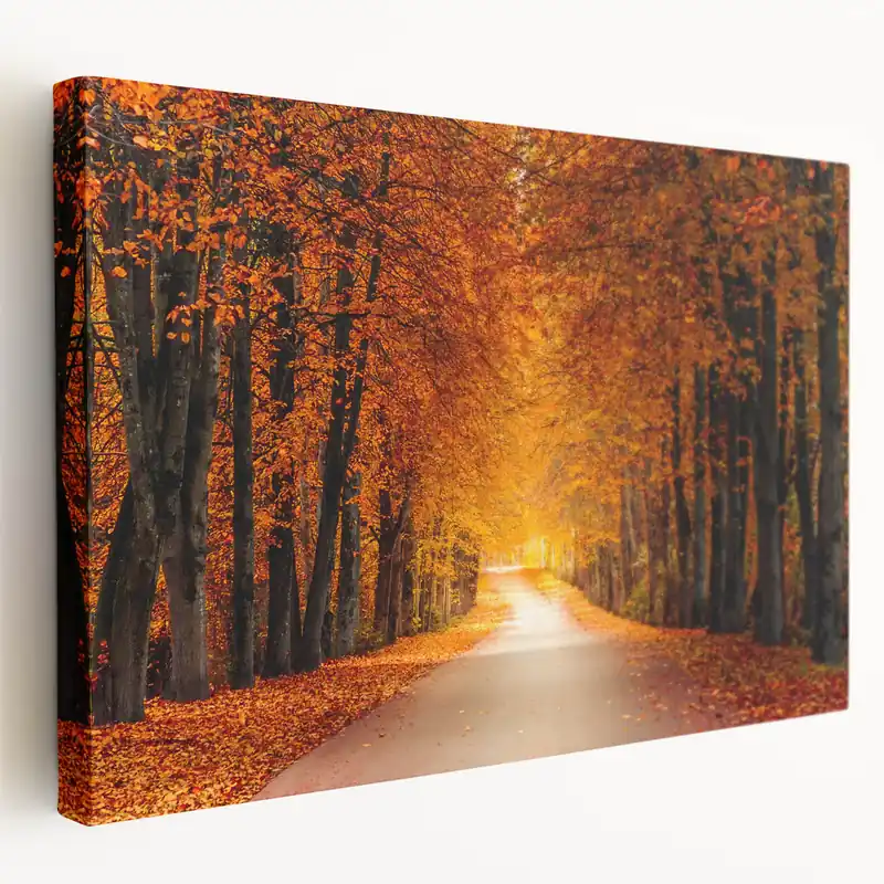Don’t Miss Out Autumn Forest Road Art - Scenic Fall Pathway Canvas - Nature Wall Decor