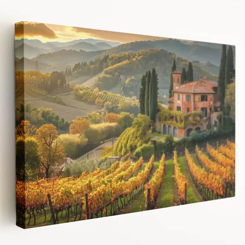 Buy Online Framed Vineyard Art - Tuscany Vineyard Wall Art for Scenic Home Decor