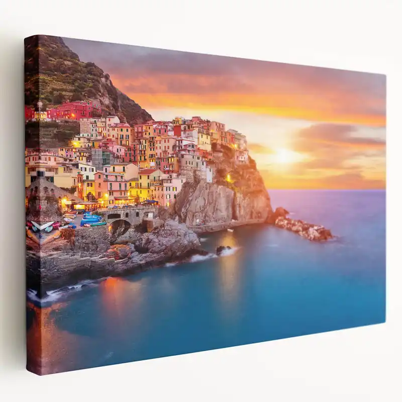 Picturesque Village Overlooking the Sea - Scenic Countryside Wall Art Seasonal Sale