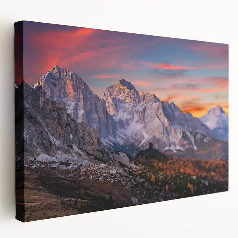Sunset Over Rocky Peaks Canvas Art - Dramatic Mountain Landscape Decor While Supplies Last