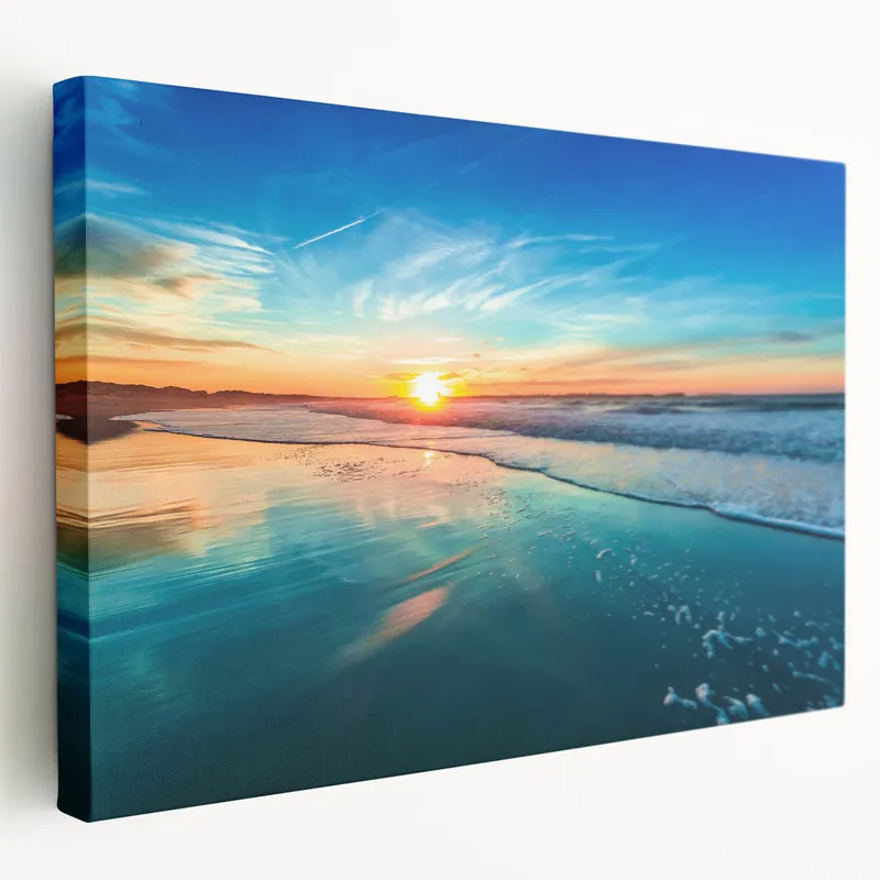 Sunset Beach Landscape Wall Art - Vibrant Ocean Horizon Canvas Print Top Pick