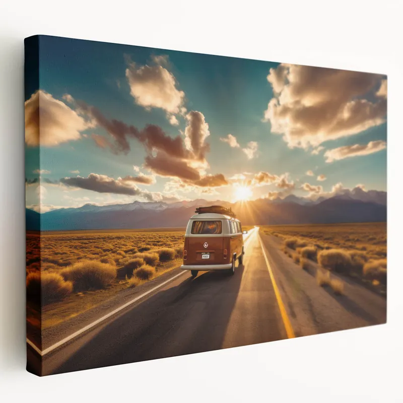 Hot Deal Sunset Road Trip Art: Vintage Van Decor for Adventure Enthusiast