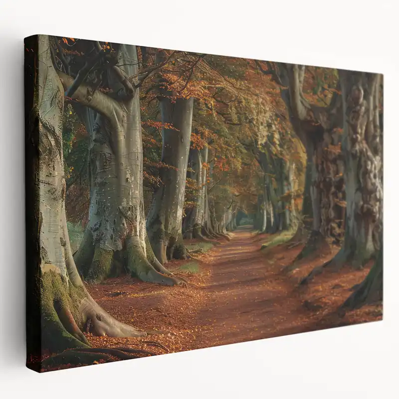 Viral Majestic Forest Path - Serene Nature Wall Art in Autumn Tree Prints
