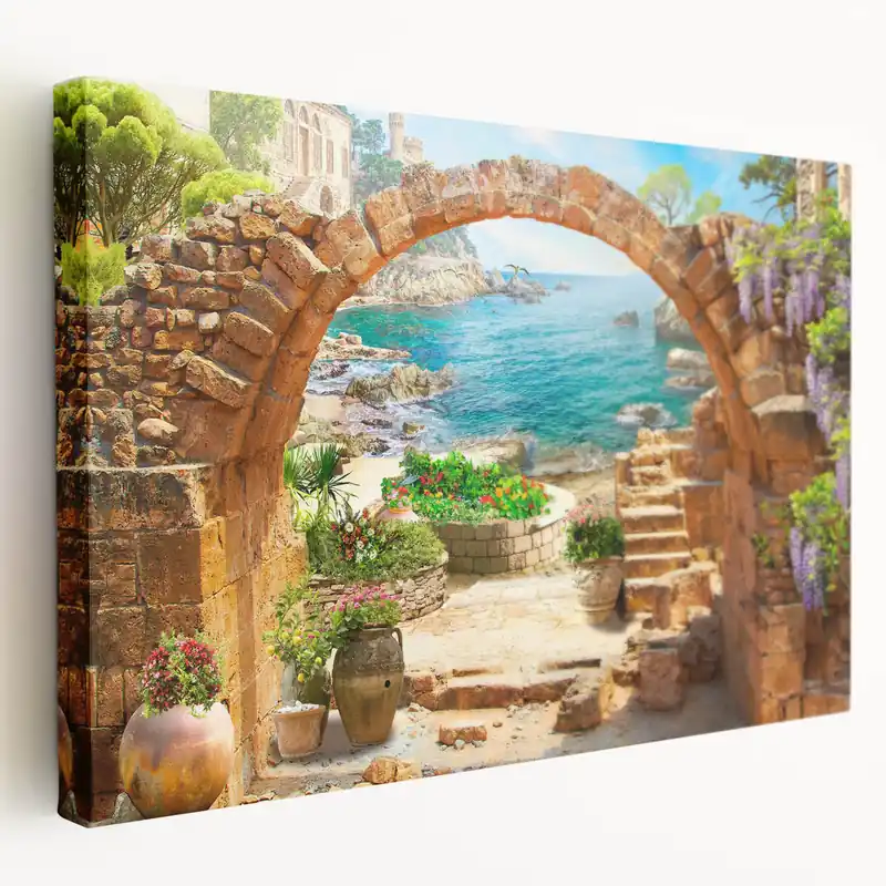 Best Price Mediterranean Coastal Archway - Scenic Seaside Landscape Art Print