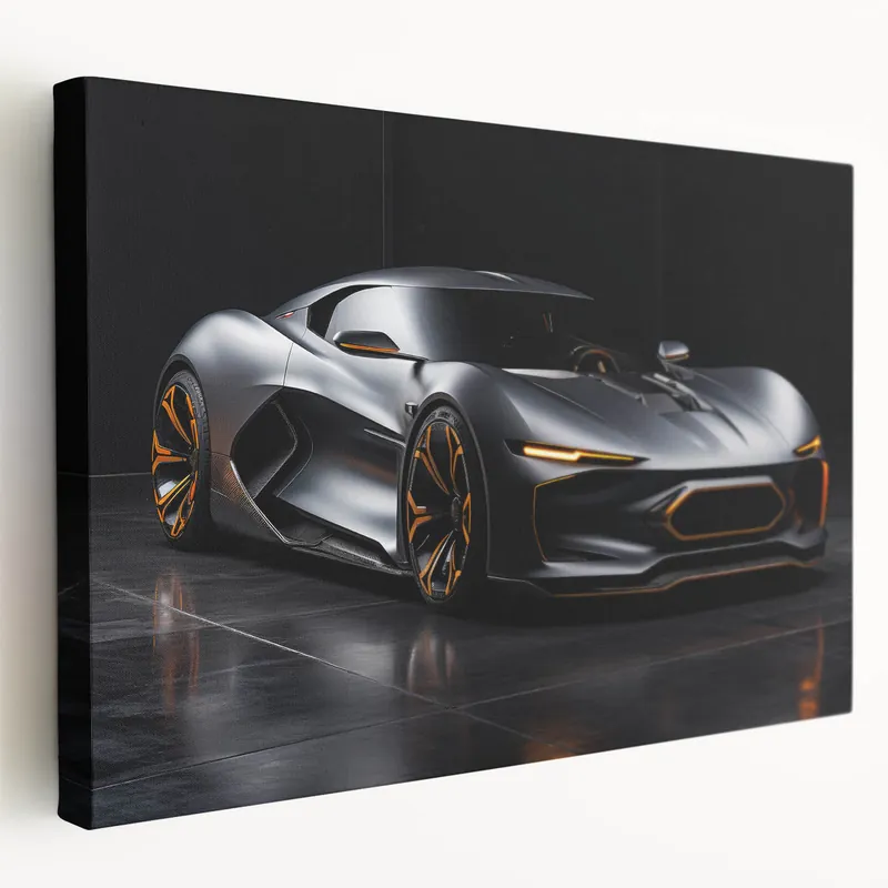 Sleek Matte Black Supercar Wall Art - Modern Sports Car Canvas Print Fan Favorite