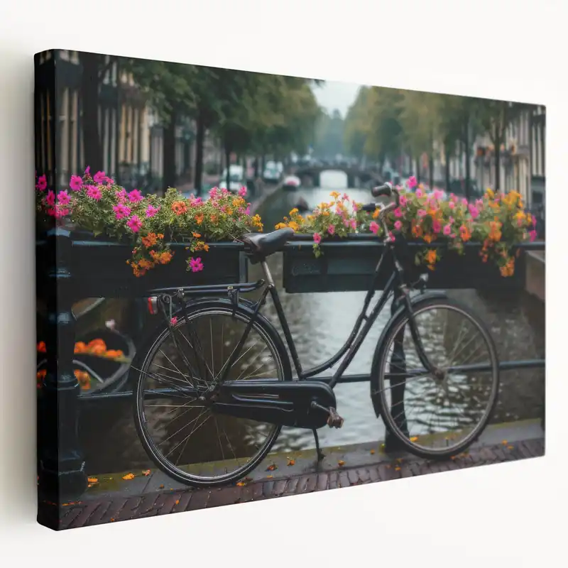 Buy Online Vintage Bicycle Wall Art with Flowers - Cycling-Themed Canvas Print