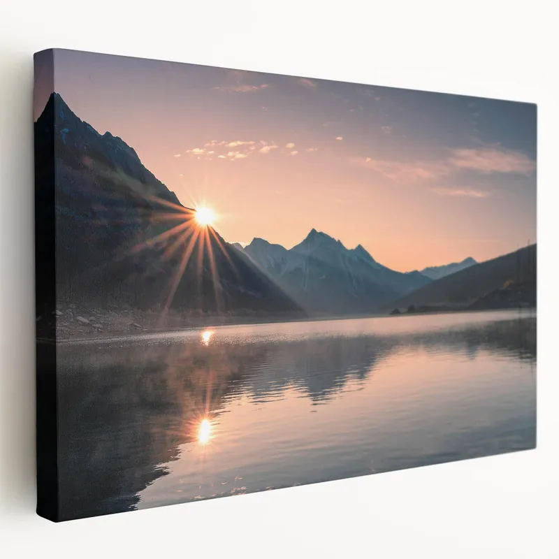 Free Shipping Serene Lake Sunset Wall Art - Scenic Lake Photography for Home Decor