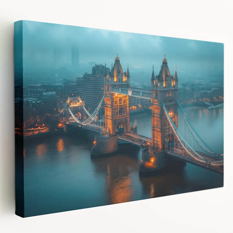 Sale Moody Tower Bridge at Dawn - Atmospheric London Bridge Wall Art Print