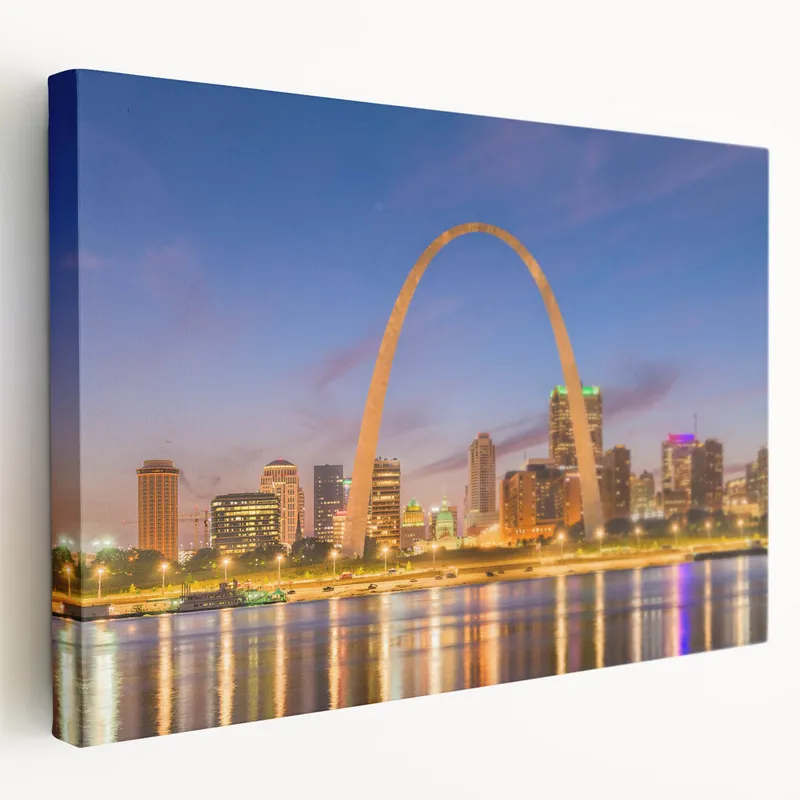 St. Louis Skyline Wall Art - Vibrant Evening View of Gateway Arch Latest