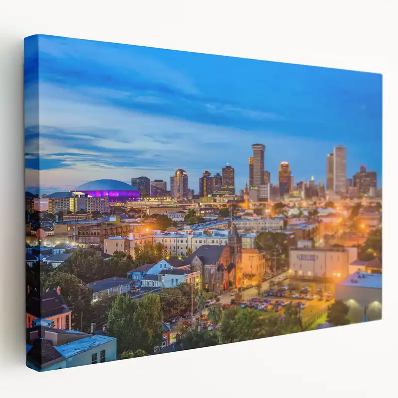 New Orleans Skyline Wall Art - Vibrant Evening Cityscape Photography Print Affordable