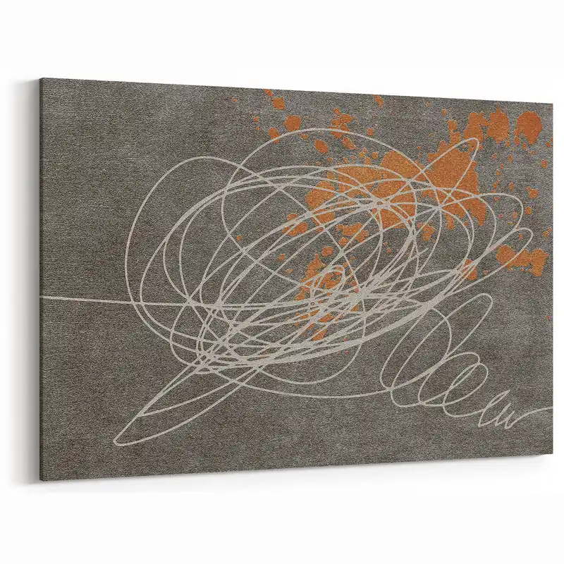 Dynamic Abstract Line Art with Orange Accents | Modern Wall Décor Handmade