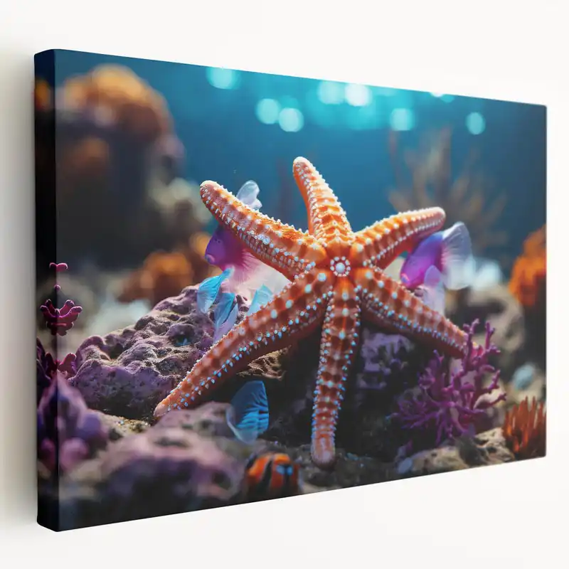 Don’t Miss Out Vibrant Orange Starfish Wall Art - Lively Coral Reef Marine Decor