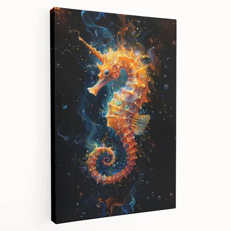 Vibrant Seahorse Wall Art - Fiery Canvas, Framed & Acrylic Glass Print Today Only