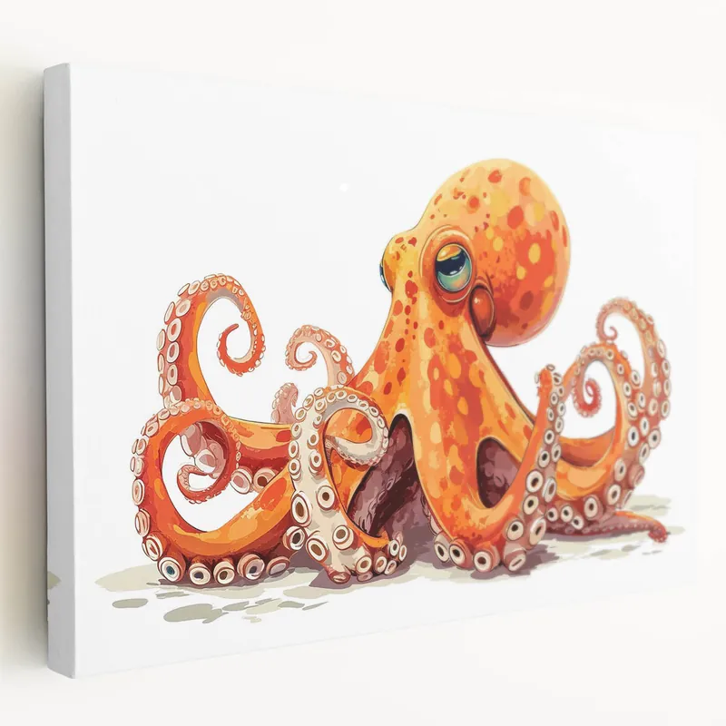 Direct From Factory Whimsical Octopus Wall Art - Playful Marine Life Decor in Vibrant Orange