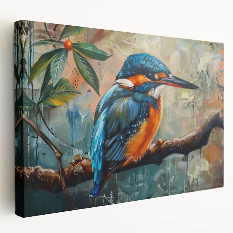 Sale Colorful Tropical Bird Wall Art - Exotic Kingfisher Canvas Print - Framed Art