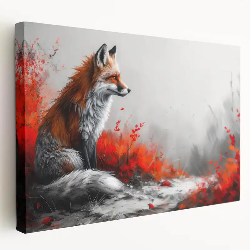 Vivid Fox Wall Art - Striking Red and Grey Canvas & Framed Prints Fast Shipping