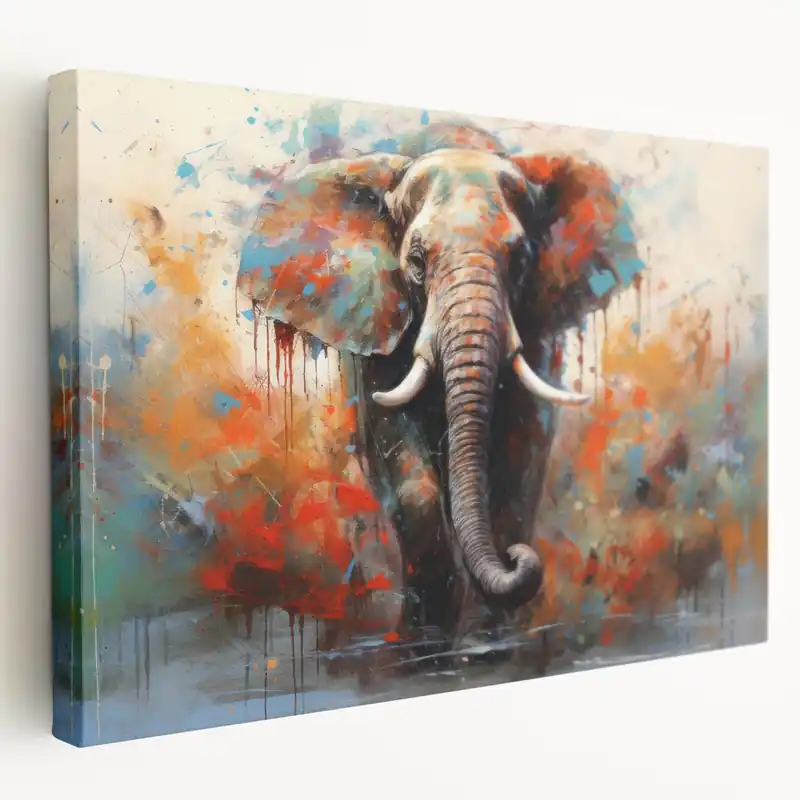 Vibrant Elephant Art - Colorful Abstract Safari Canvas Print Editor’s Pick