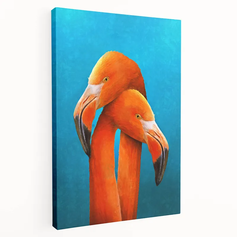 Exclusive Vibrant Flamingo Duo Wall Art - Bold Flamingo Canvas Print for Modern Decor