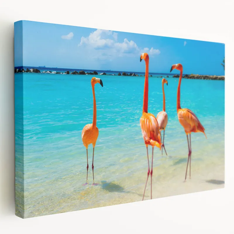 Shop Now Tropical Flamingo Wall Art - Vibrant Flamingo Canvas Print for Coastal Decor