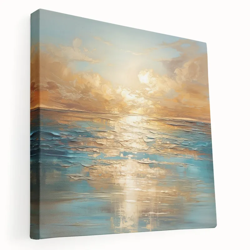 Holiday Sale Colorful Abstract Landscape | Radiant Sunset Over Water Canvas Print