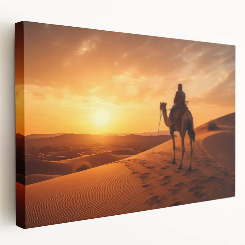 Sunset Camel Wall Art - Majestic Desert Journey Camel Canvas Print Buy Online